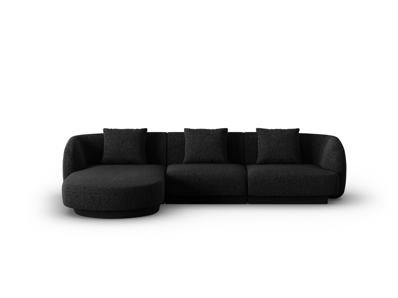 Coltar stanga 4 locuri, Tulum, Cosmopolitan Design, 255x156x70 cm, tesatura chenille, negru - imagine 6